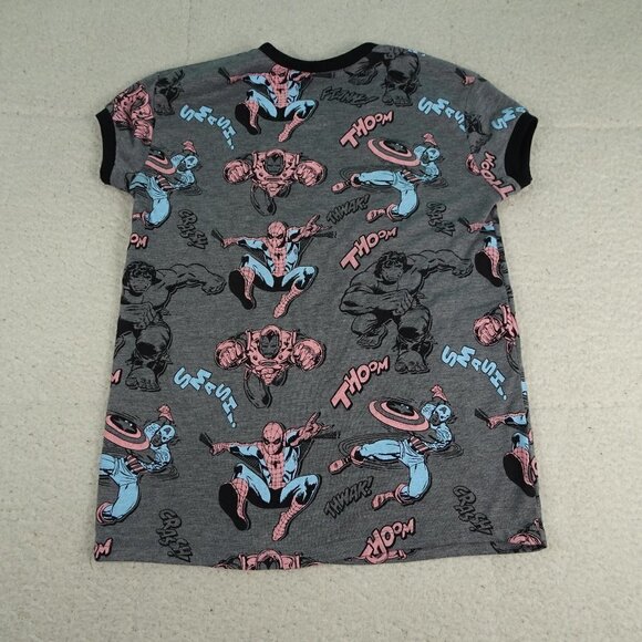 Marvel Comics Gray Cap Sleeves Hulk, Spiderman XS - Picture 2 of 4